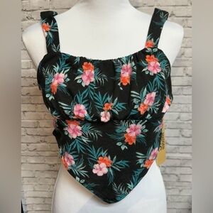 Madden NYC Women's Juniors XS/S/XXL Floral Sleeveless Crop Handkerchief Top NEW